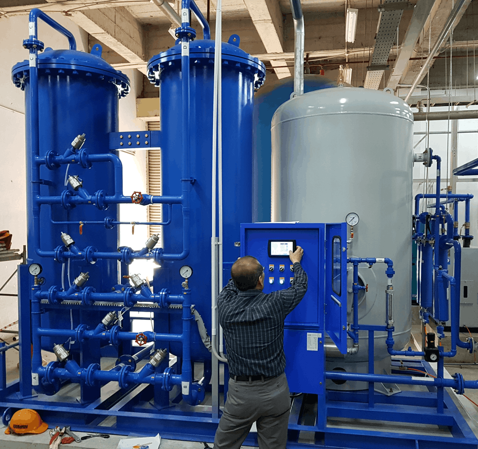 Nitrogen generator with PLC and HMI control